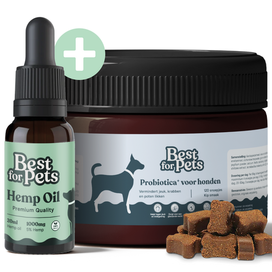Probiotica Hond Kip- Anti Jeuk snoepjes - 120 Stuks + Gratis Anti-Stress & Angst olie